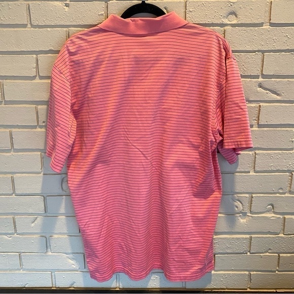 Peter Millar Mercerized Cotton Golf Polo Shirt Pink Striped Sleeve Patch Medium - Picture 4 of 6